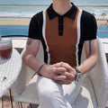 JEZRYLLE Slim-fit Lapel Casual Knit POLO Shirt For Men