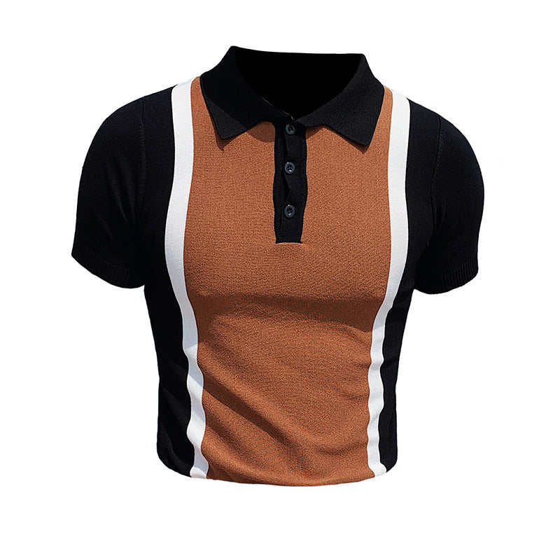 JEZRYLLE Slim-fit Lapel Casual Knit POLO Shirt For Men
