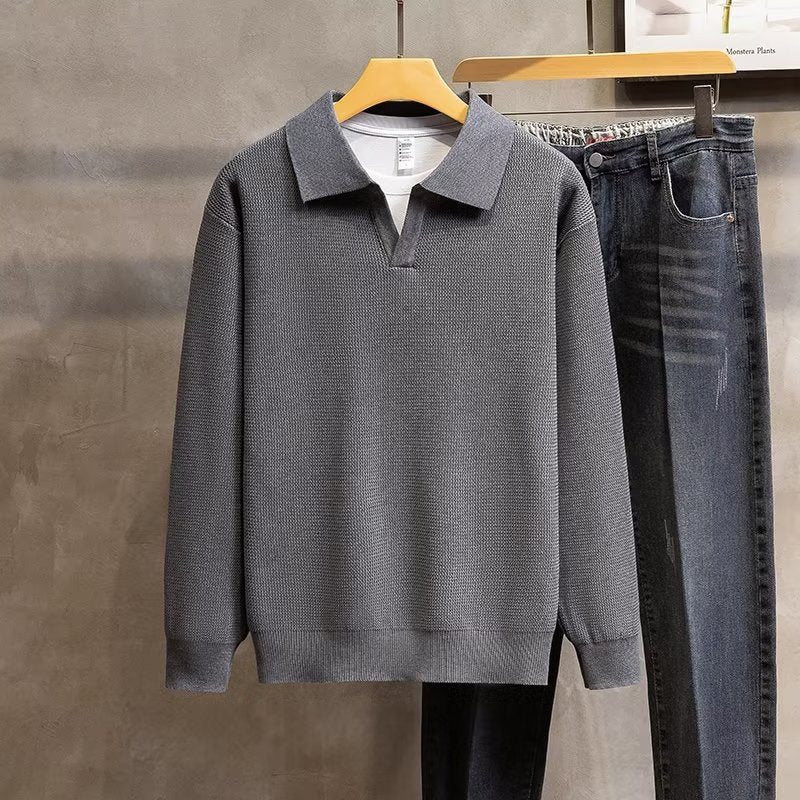 JEZRYLLE Fashion Personality Lapel Knitted Polo Shirt Men