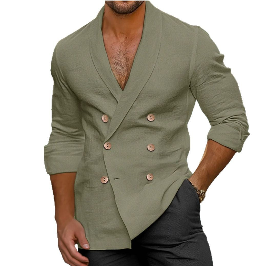 JEZRYLLE Plus Size Fashion Polo Collar Shirt Long Sleeve Cardigan Jacket Men