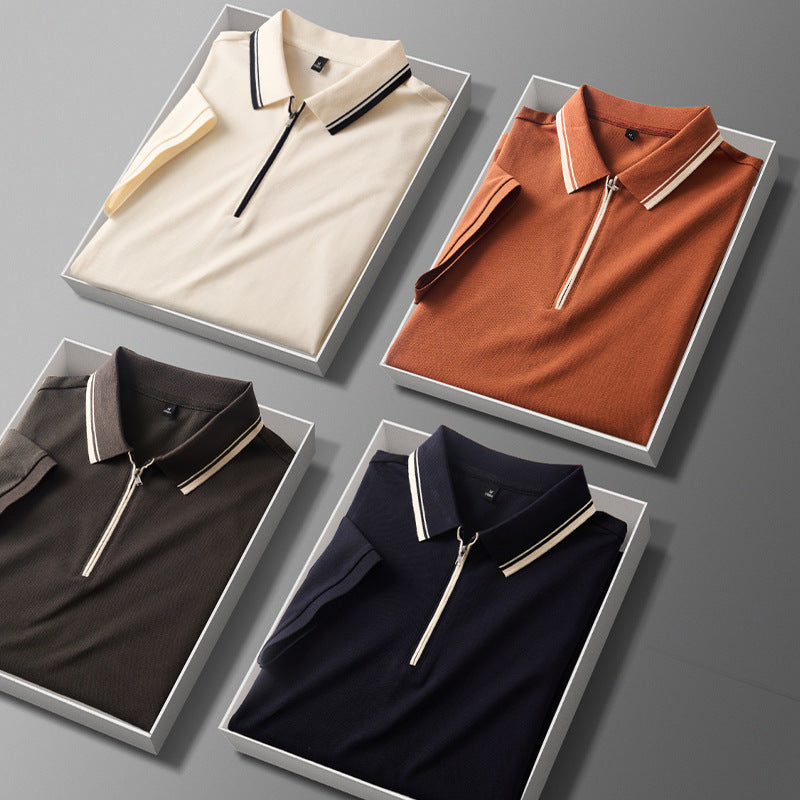 JEZRYLLE Short-sleeved T-shirt Lapel Casual Polo Shirt For Men